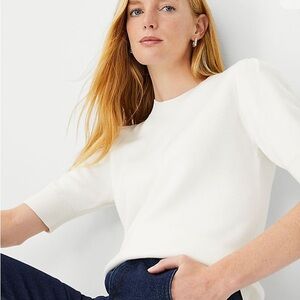 EUC Ann Taylor Short Puff Sleeve Sweater Tee